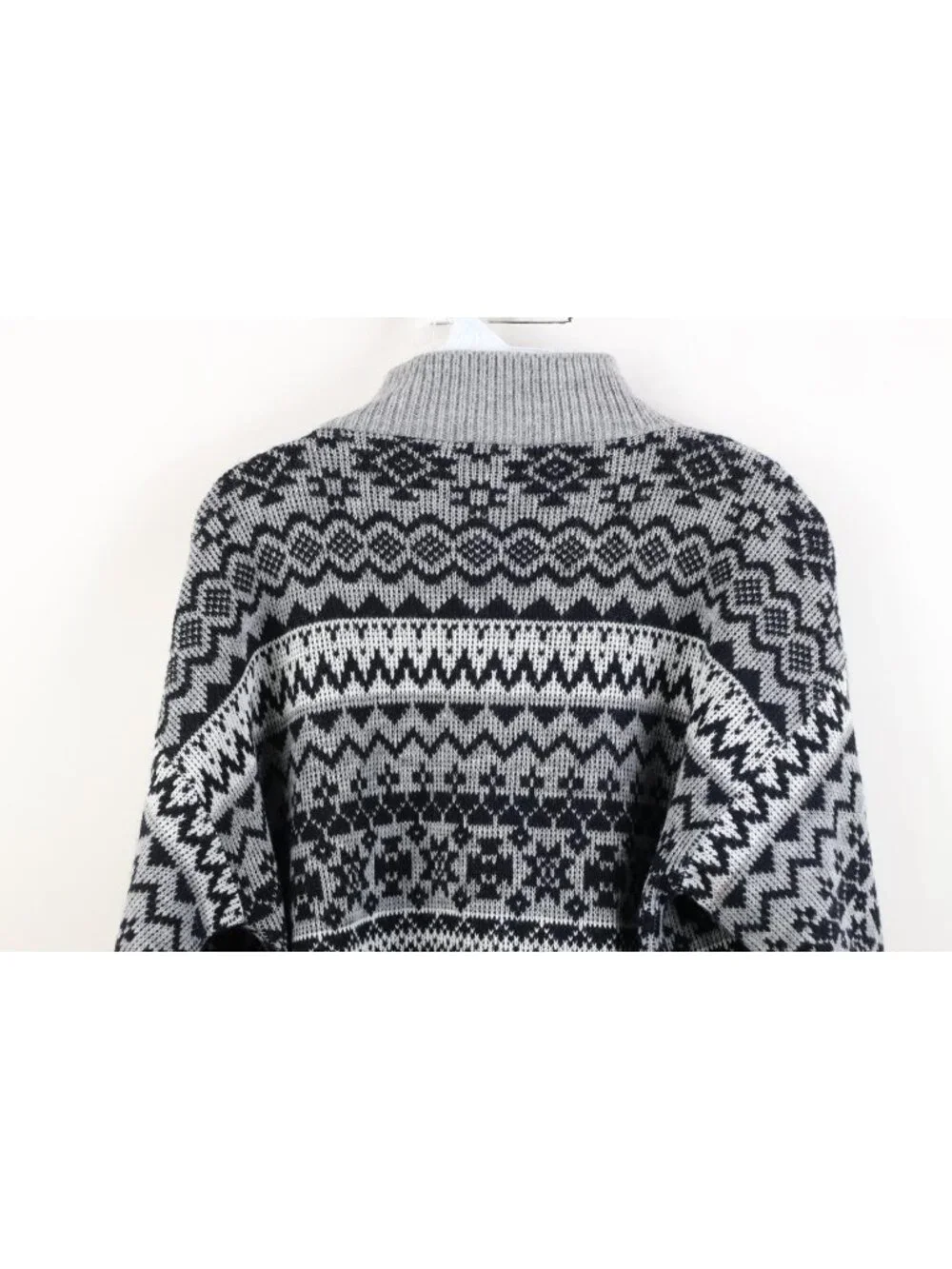 Vintage 90s Streetwear Womens Large Fair Isle Knit Henley Sweater USA Acrylic - Picture 10 of 11